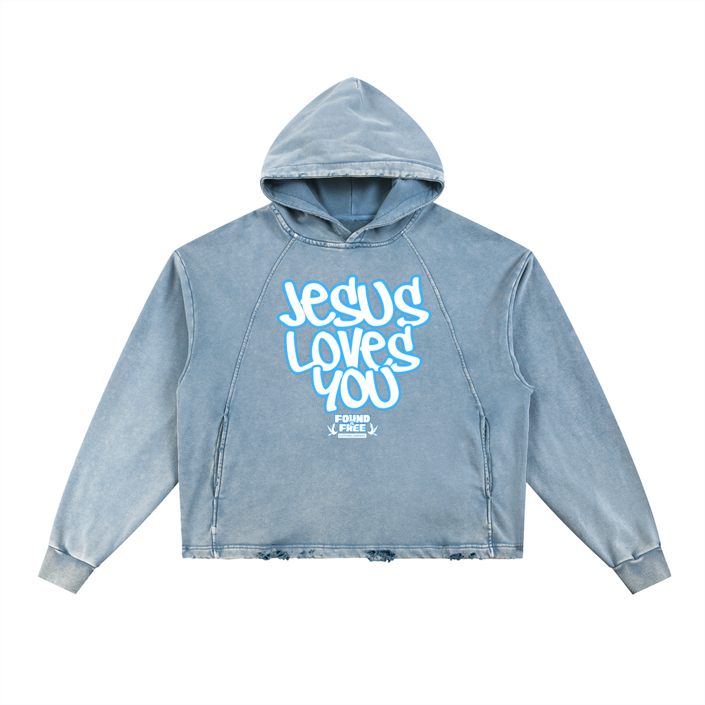 JESUS LOVES YOU - Frayed-Hem Hoodie