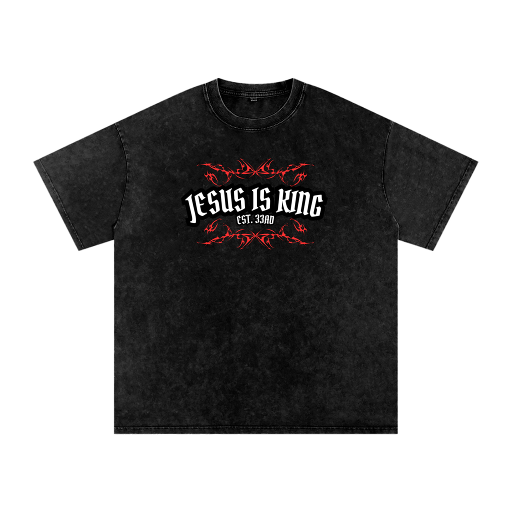 JESUS IS KING - Snow Washed Oversized Tee